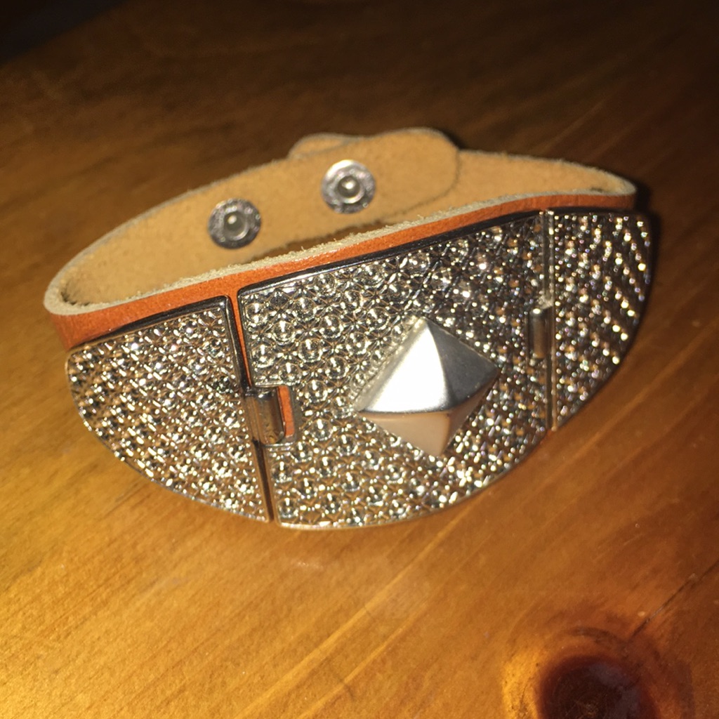 Lee Leather Silver Plated Snap Bracelet